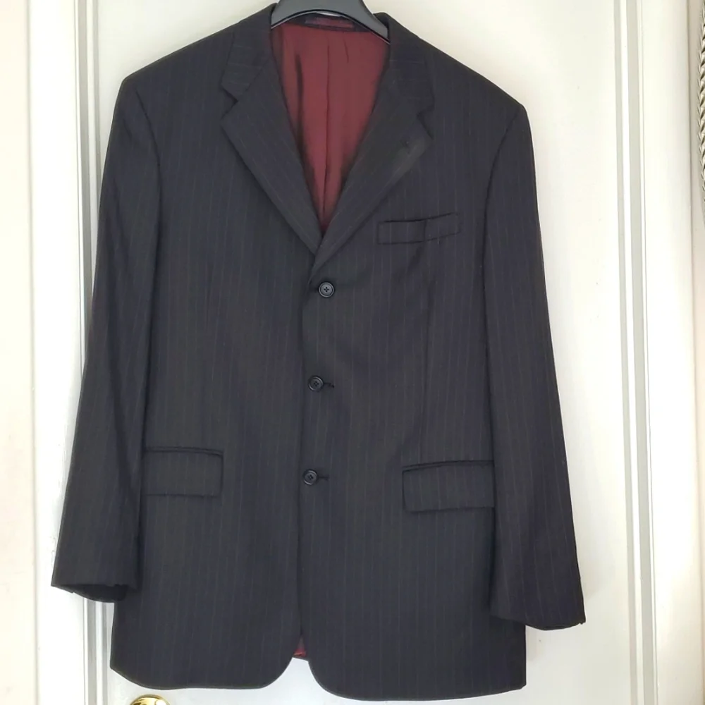 Ted Baker Black Endurance Pinstripe 3 Button Blazer Sz 44R‎